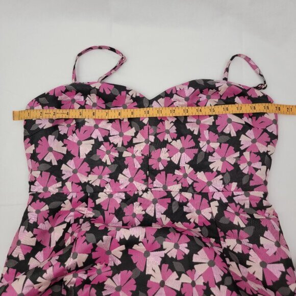 KATE SPADE Womens 14 Wallflower Jacquard Dress Pink Black Metallic A Line Knee - Picture 14 of 16
